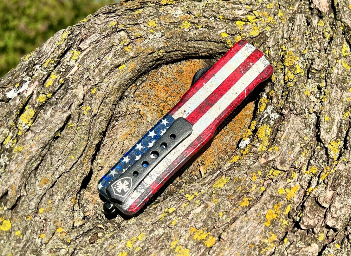US Flag Distressed - Templar OTF Knife - Templar Knife at Uppercut Tactical